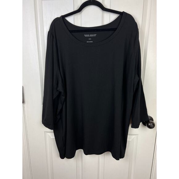 Susan Graver Weekend Essentials Cotton Modal Black Long Sleeve Tee 4X A638774 - Picture 7 of 8